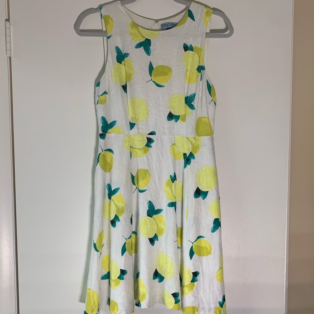 Cynthia Rowley Lemon print linen dress - Picture 2 of 5